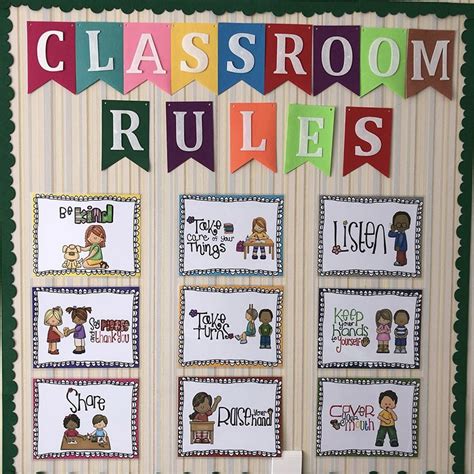 9pcs English Poster Classroom Rules A4 Big Cards Kindergarten Early