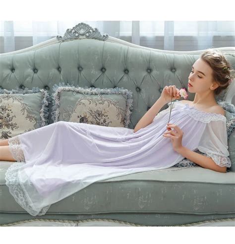 Womens Sleepwear Sexy Long Nightwear White Lace Vintage Princess Dress