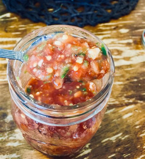 Homemade Spicy Salsa With Lots Of Garlic And Fresh Local Tomatoes I