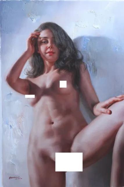 FEMME NUE TABLEAU Peinture Huile Sur Toile Nude Female Oil Painting