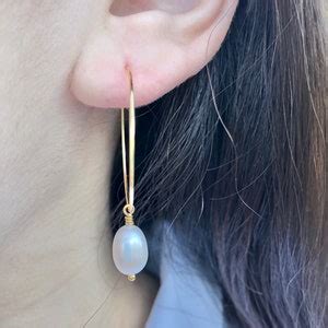 Genuine Freshwater Pearl Drop Earrings Baroque Pearl Etsy