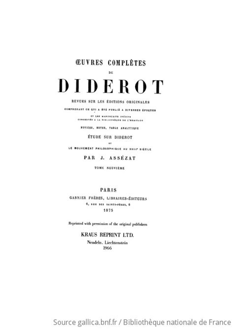 Oeuvres Complètes De Diderot Rev Sur Les éd Originales Comprenant
