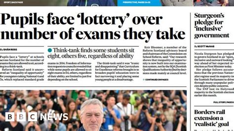 Scotlands Papers Exam Lottery And Begbies Back Bbc News