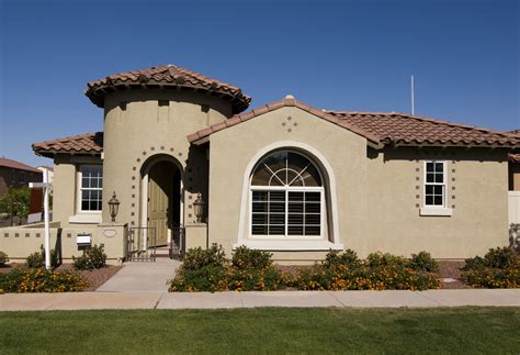 Exterior Brown Tan And Mediterranean Stucco And Stone House South