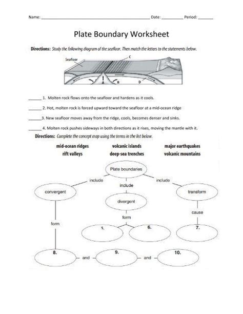 The crust then cools and hardens and starts to sink into the mantle to start the cycle again. Plate Boundary Worksheet Answers Plate Boundary Worksheet in 2020 | Plate boundaries, Boundaries ...
