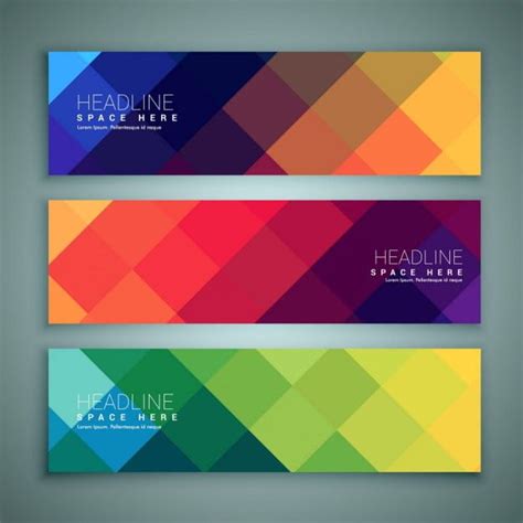 Three Colorful Banners With Big Pixels Eps Vector Uidownload