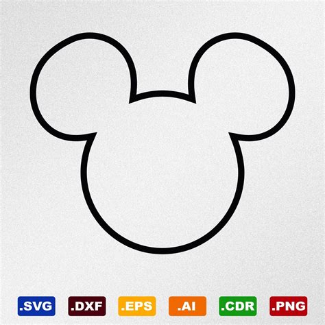 Mickey Mouse Head Outline Svg, Dxf, Eps, Ai, Cdr Vector Files for