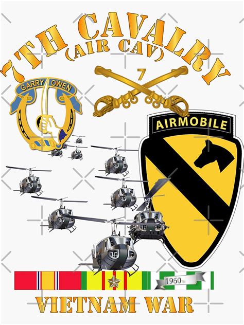 7th Cavalry Air Cav 1st Cav Division W Svc Sticker For Sale By