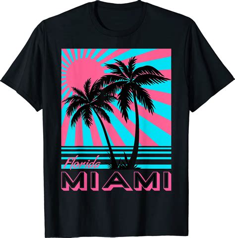 Miami Beach T Shirt Florida Miami Palm Trees T Shirt Amazonfr