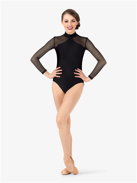 Womens Mesh Back Long Sleeve Leotard Leotards Double Platinum N Discountdance Com