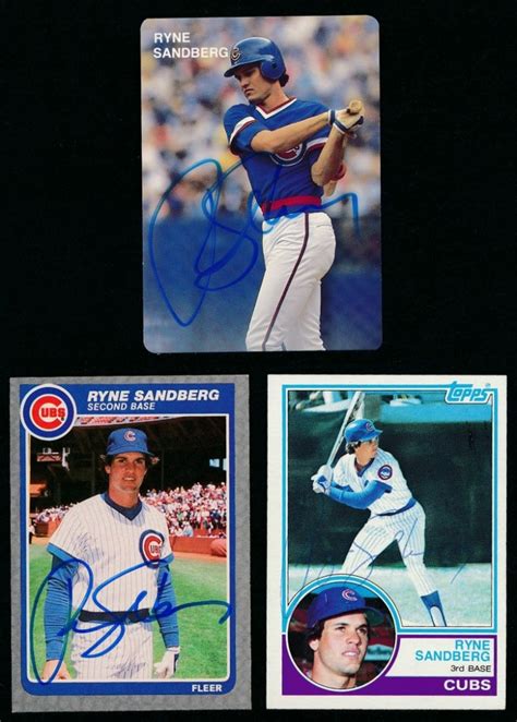 Ryne sandberg ryne dee sandberg. Lot of (3) Ryne Sandberg Signed Baseball Cards With 1983 Topps #83 Rookie Card (SOP COA ...