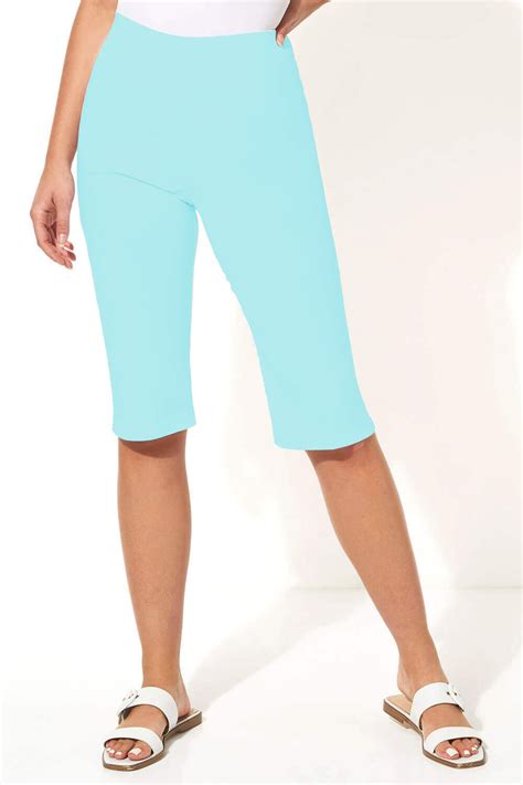 Knee Length Stretch Shorts In Turquoise Roman Originals UK