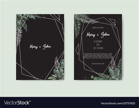 Botanical Wedding Invitation Card Template Design Vector Image