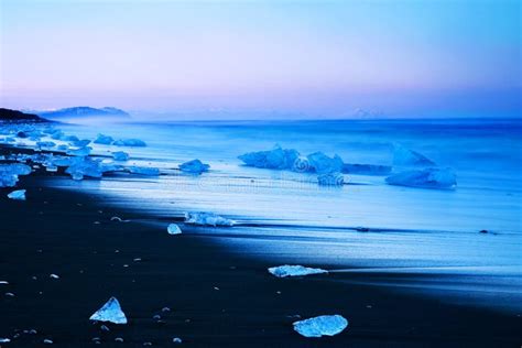 Iceberg On Black Sand Beach Of Iceland Stock Image Image Of Atlantic