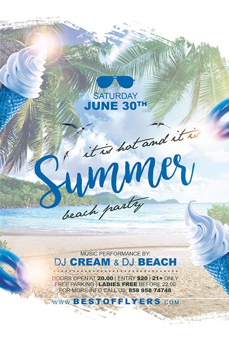 Summer Party Free Poster And Flyer Template For Club And Party Events