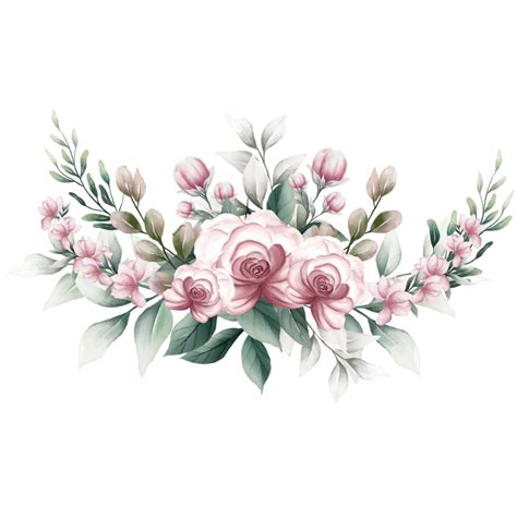 Bouquet Of Pink Watercolor Flowers 13855122 Png