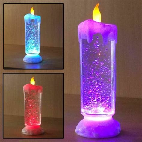 Led Colour Changing Swirling Flameless Flickering Glitter Candle Light