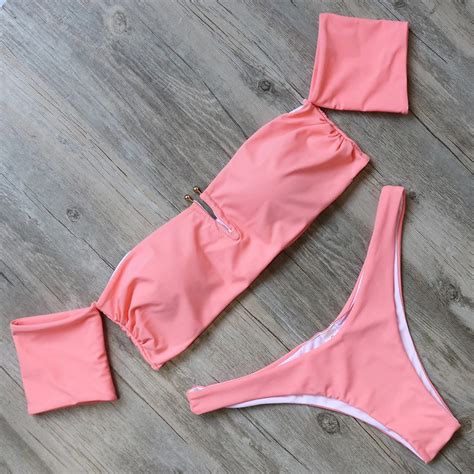 1505 Newest Swimwear Women Pink Swimsuit Bikini 2018 Sexy Plaid Bikinis