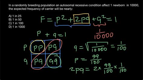 The frequency of two alleles in a gene pool is 0.19. How to solve Hardy-Weinberg problems - YouTube