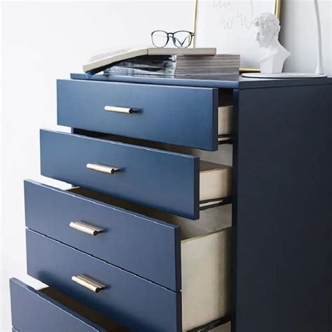 4 Drawer Chest Dresser Storage Chest Blue Accent Cabinet For Bedroom