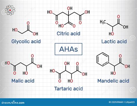 Alpha Hydroxy Acids Aha Glycolic C2h4o3 Lactic C3h6o3 Malic C4h6o5