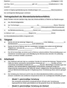 Die arbeitgeberin beziehungsweise der arbeitgeber stockt das.  vonVereinbarung Von Altersteilzeit ...