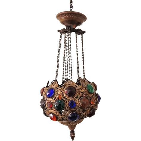 This fixture is sold by vintage hardware as victorian porch lighting circa 1876. Victorian Jeweled Light Fixture Brass - Candle Chandelier SOLD on Ruby Lane