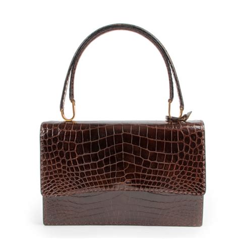 Delvaux Brown Crocodile Top Handle Bag Labellov Buy And Sell Authentic