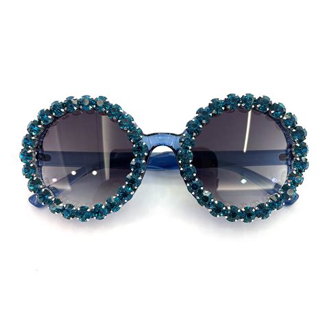 Wholesale Round Sparkling Crystal Rhinestone Women Sunglasses Superhot Eyewear