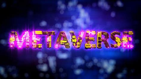 Metaverse Lighting Purple Yellow Neon Text In Cyber Punk Style