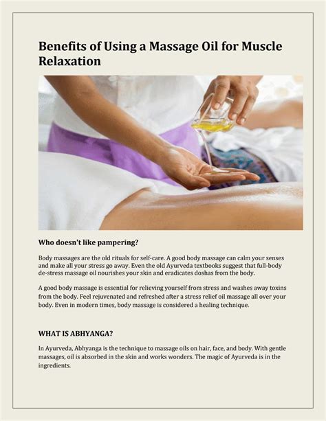Benefits Of Using A Massage Oil For Muscle Relaxation By Sagarika S Issuu