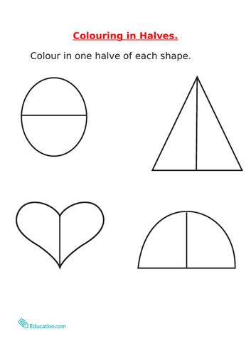 Colour In Halves Worksheet Teaching Resources