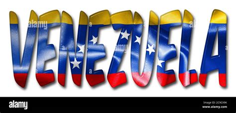 Palabra Venezuela Con Una Textura De Bandera Sobre Un Fondo Blanco