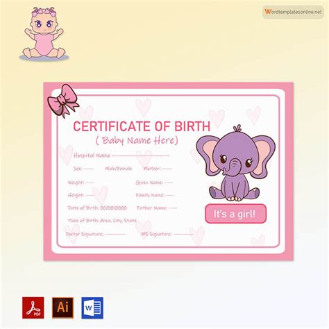 24 Free Birth Certificate Templates Word Ai Psd Diy