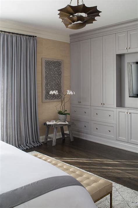Master Bedroom With Gray Built In Cabinets Contemporary Bedroom