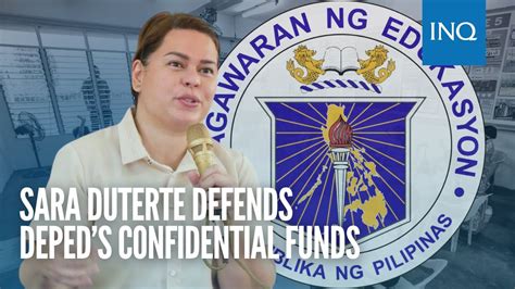 Sara Duterte Defends DepEds Confidential Funds Basic Education Has Direct Link To Natl