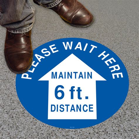 Please Wait Here Maintain 6ft Distance Social Distancing Floor Sign