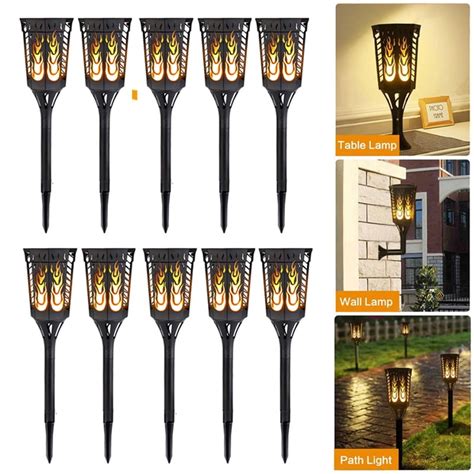 10 Pack 96 Led Solar Power Path Torch Light Dancing Flame Lighting