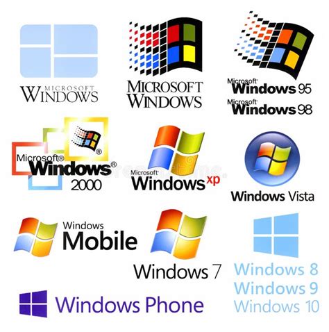 Evolution Of Microsoft Windows Logotypes Editorial Photo Illustration