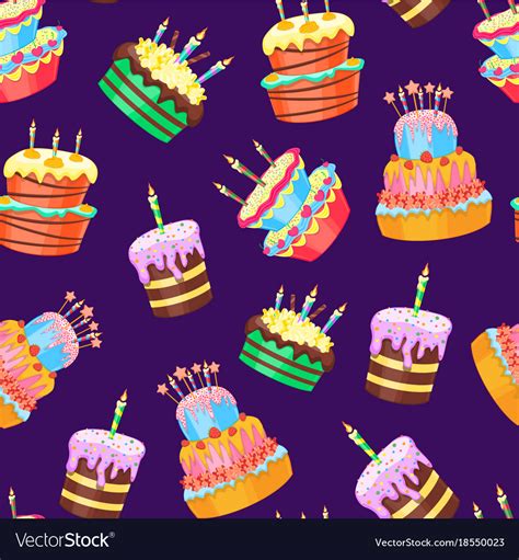 Cartoon Color Cakes Background Pattern Royalty Free Vector
