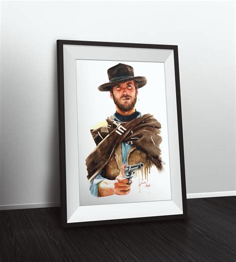 Art And Collectibles Clint Eastwood Spaghetti Western Homage Limited Run Watercolour Giclee Prints
