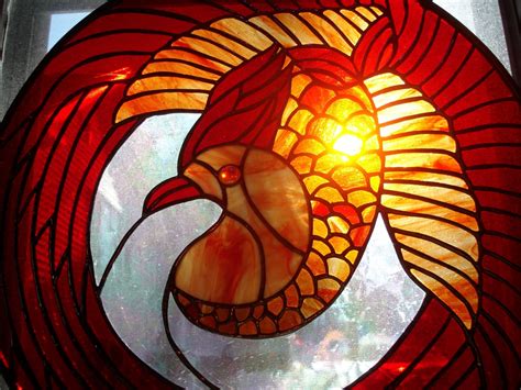 Stained Glass Phoenix Bird Greek Mythology Of Long Lived