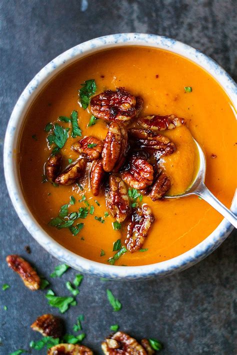 Creamy Carrot Soup Recipe With Caramelized Pecans — Eatwell101