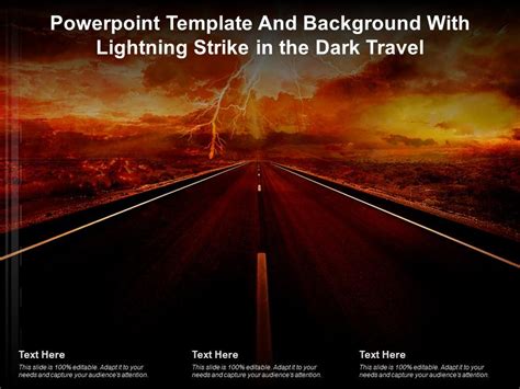 Powerpoint Template And Background With Lightning Strike In The Dark