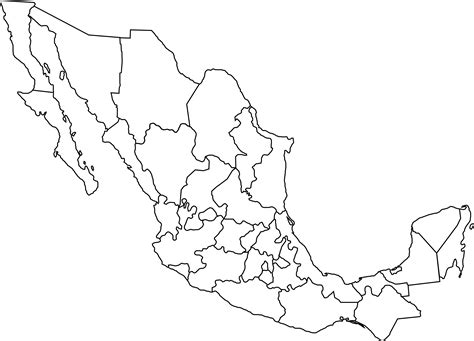 Free Clipart Of A Black and White Map of Mexico png image