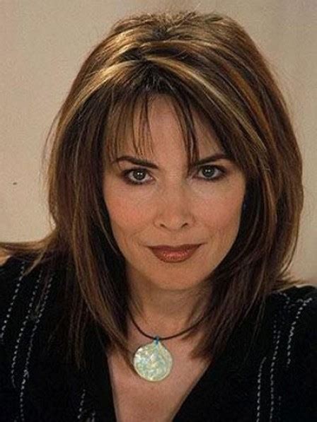 The trendiest medium length hairstyle with bangs is the layered lob with soft shaggy bangs because it suits everyone and can be styled in various ways. Lauren Koslow Shoulder Length Synthetic Capless Wig for ...