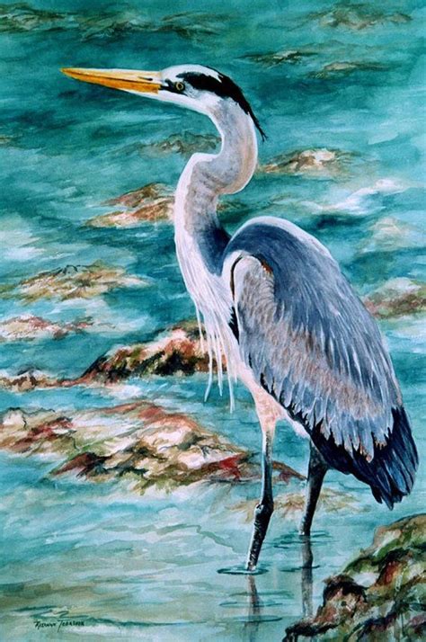 Great Blue Heron Watercolor 8x12 11x16 Print Florida Etsy Heron Art
