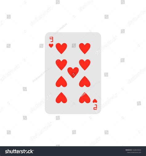 Vector Illustration Playing Card Nine Hearts Stock Vector Royalty Free