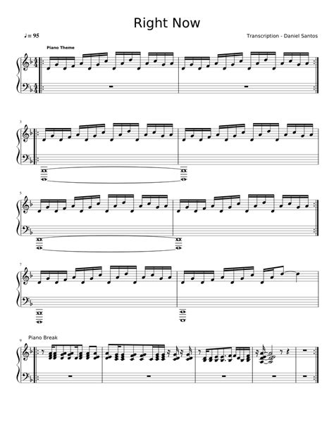 Right Now Sheet Music For Piano Solo Easy