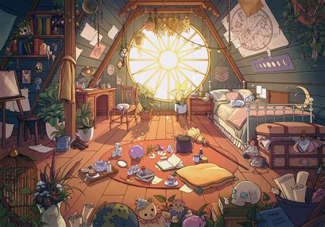 Britt On Twitter Witchs Attic Isometric Art Bedroom Drawing